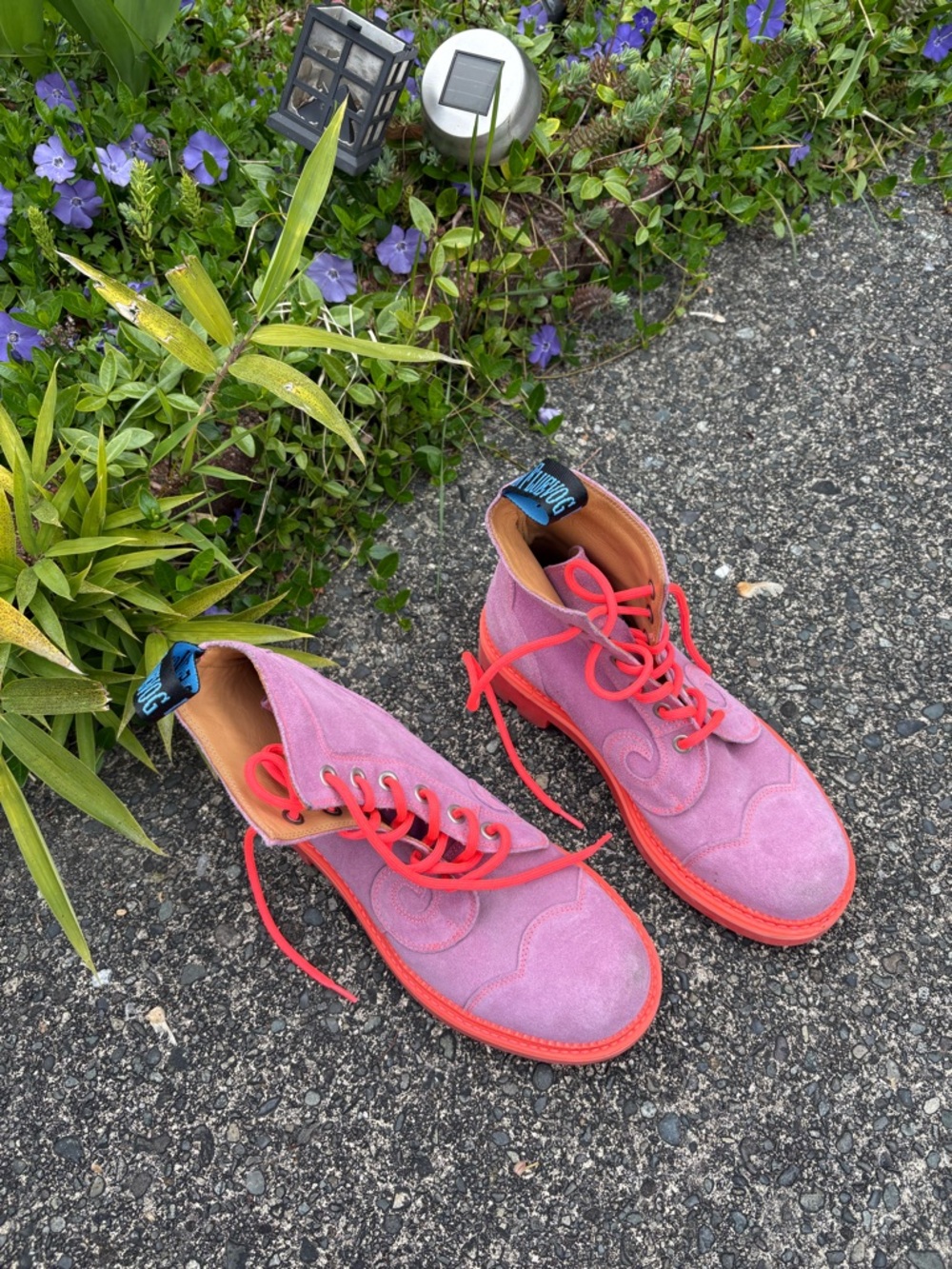 Anna Sui Collaboration - Fluevog - Derby Swirl- Purple/Neon Coral